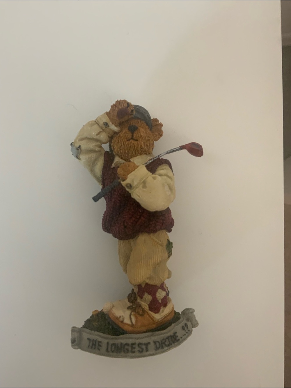 Boyd’s Bear Golfer Figurine in Burgundy and Tan -  Art Decorative Accent #5680